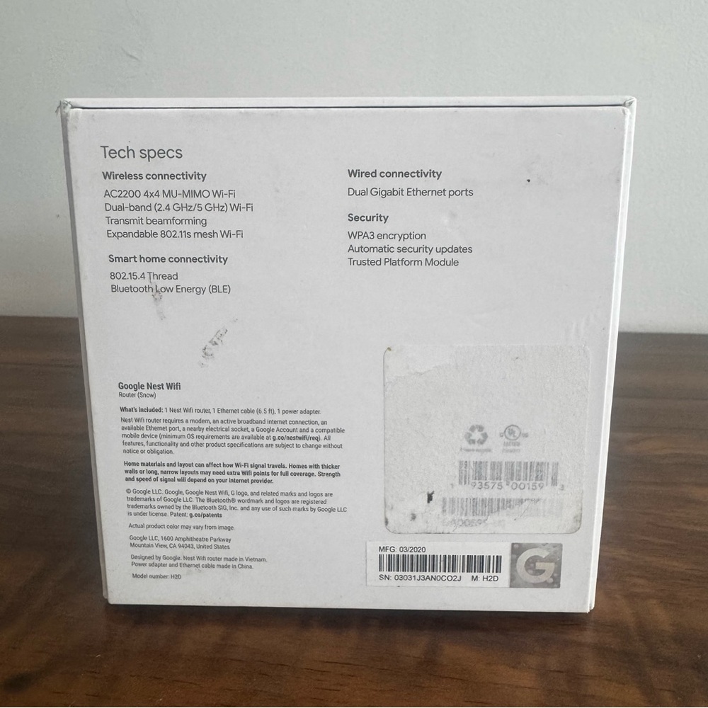 Google Nest Wifi Router Snow AC2200 Dual Band Mesh Router H2D - Picture 5 of 8